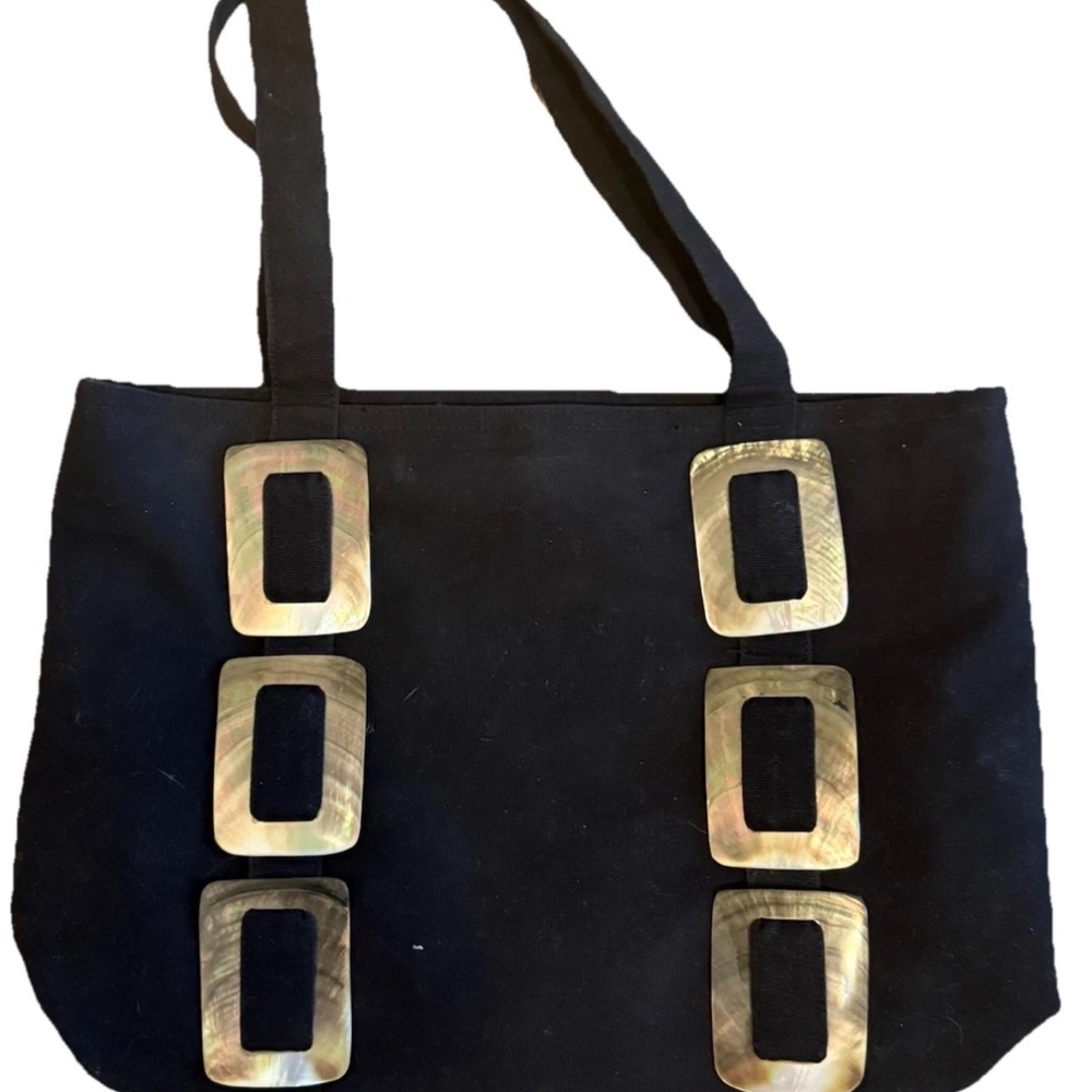 Lilla Lane by Thora Moss NWOT Black Tote Bag with Accent Buckles